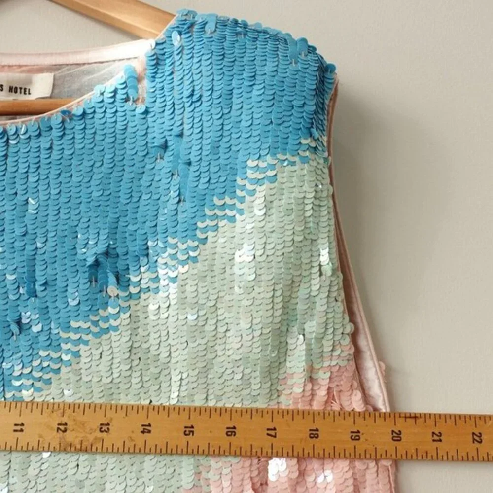 Blue Pink Sequin Dress MEDIUM Candy Stripe Shift Cocktail Party CIRCUS NEW $595
